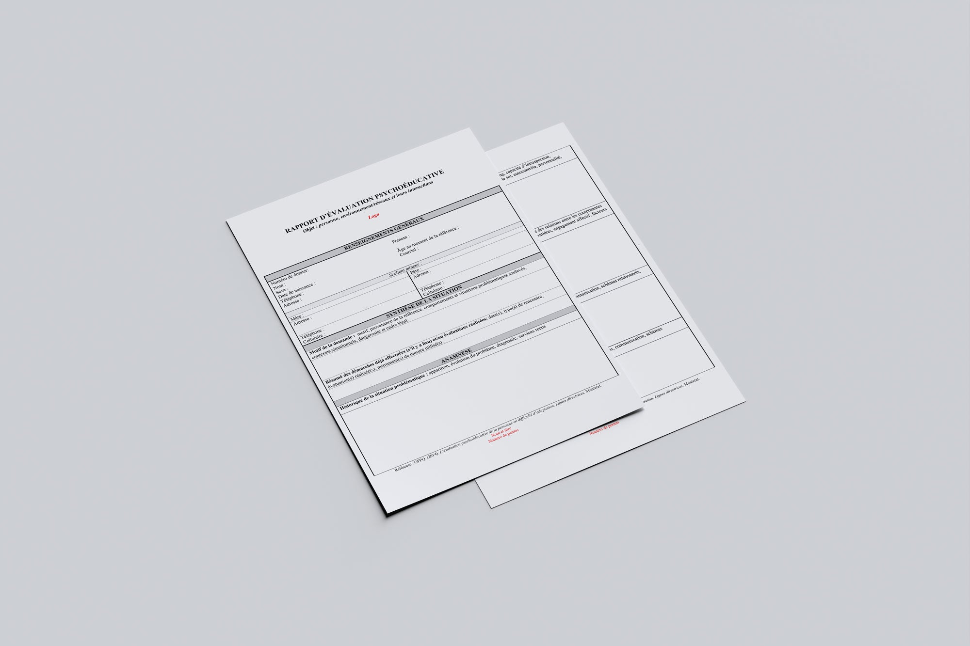 Rapport d'évaluation psychoéducative - 5 pages